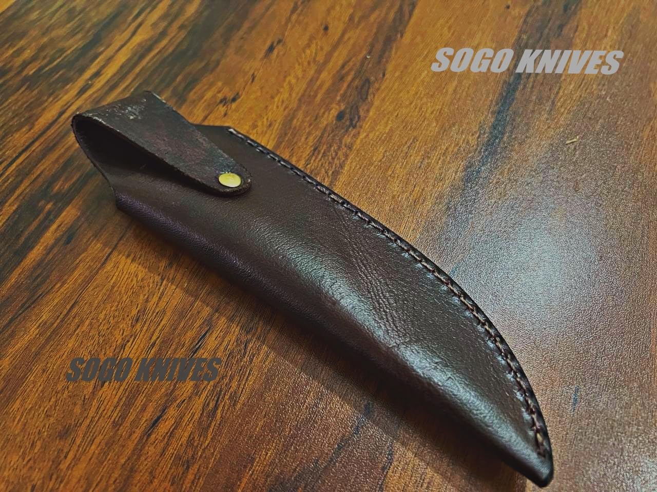 SOGO KNIVES Leather Knife Sheath For Belt, Slanted Sheath, Tooled Leather Sheath, Beautiful 8 TO 9 inches Hunting Knife fixed blade Leather Cover 100% Real Leather (BROWN)