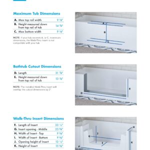 Quick Tub Walk-Thru Insert Accessibility Kit - Bath to Shower Conversion (Narrow), White