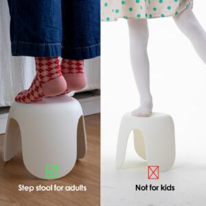 SHIMOYAMA Cream Stool, 10 Inch Kids Stool, Plastic Step Stool for Adults, Sturdy Sitting Stool, Holds Up to 220 lbs for Playroom, Bedroom, Living Room, Bathroom