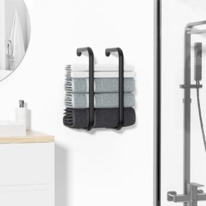 Josmimic Towel Rack for Rolled Towels: Towel Holder Wall Mounted - Matted Stainless Steel Design for Bathroom - Black 13.2 Inch