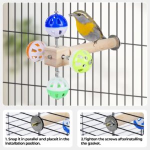 Bird Stand Perch Toy with Rotating Balls, Bird Toys for Parakeets, 7in Natural Pine Parrot Stand, Fun Toy for Birds Parrots Cockatiels Budgies Budgerigars Parrotlets Lovebirds (1 Pcs)