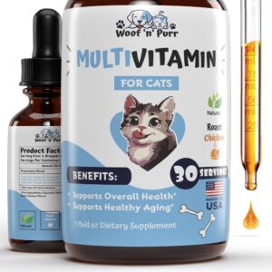 cat multivitamin - promotes healthy skin & coat, joint support, longevity & more - cat vitamins - cat supplements & vitamins - cat vitamins for indoor cats - kitten vitamins - cat immune support - 1oz