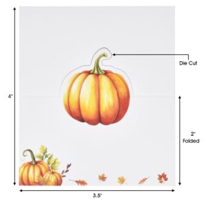 100 Pack Thanksgiving Fall Pumpkin Place Cards Paper Harvest Name Folded Tent Card Seating Autumn Pumpkins Dinner Wedding Table Setting Decorations