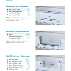 Quick Tub Walk-Thru Insert Accessibility Kit - Bath to Shower Conversion (Narrow), White