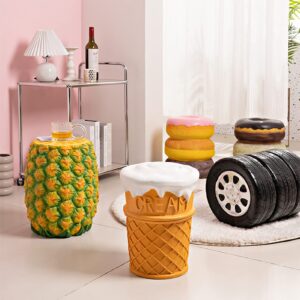 AONYAYBM Simulated Food Stool, Resin Fruit Stool with Anti Slip Pads, Fun Ingenious Decorative Shoe Changing Stool, Retro Light Weight Foot Stool, Multifunctional Foot Ottoman for Home(Ananas)