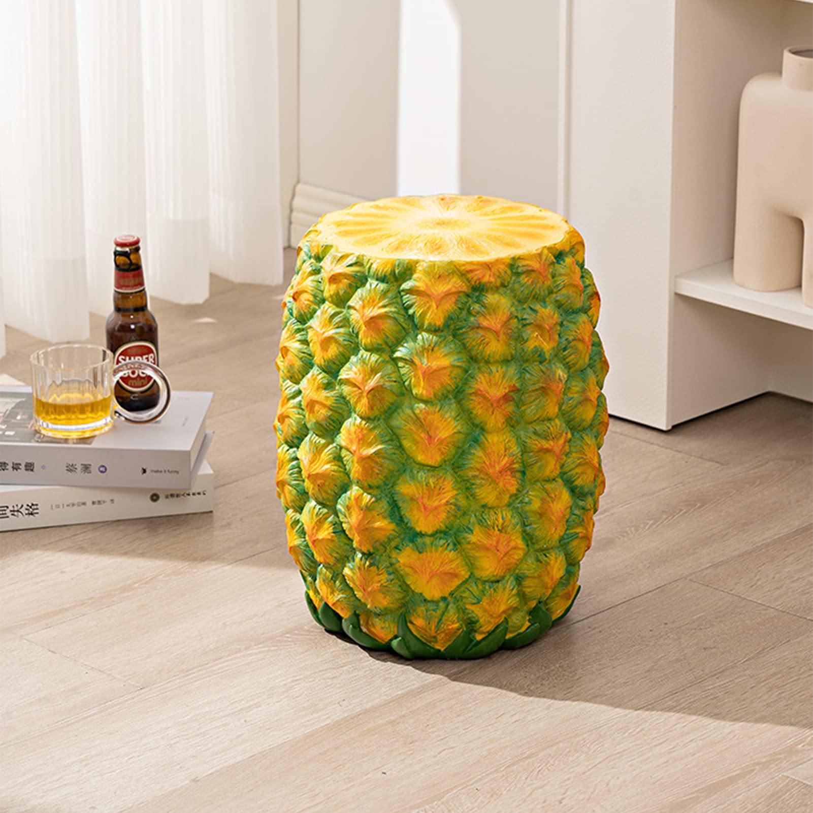 AONYAYBM Simulated Food Stool, Resin Fruit Stool with Anti Slip Pads, Fun Ingenious Decorative Shoe Changing Stool, Retro Light Weight Foot Stool, Multifunctional Foot Ottoman for Home(Ananas)