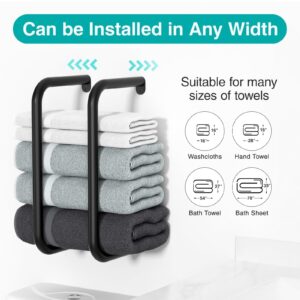 Josmimic Towel Rack for Rolled Towels: Towel Holder Wall Mounted - Matted Stainless Steel Design for Bathroom - Black 13.2 Inch