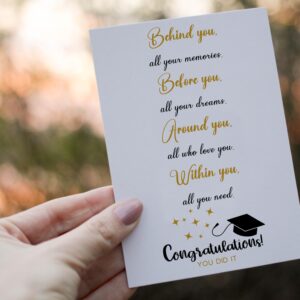 Graduation Card for Him Her, Cute Graduation Card Gift for High School College Grad, Behind You Before You Around You Within You Card - 5x7 inch Folded Card include Envelope, Sticker - Blank Inside