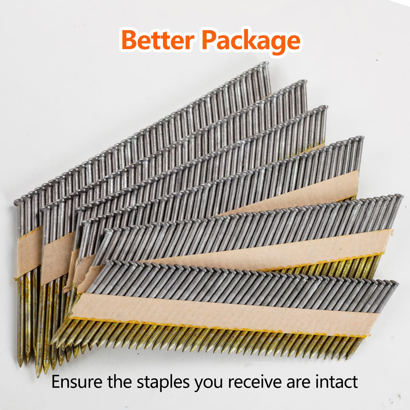 SITLDY 34-30 Degree Framing Nails 4 Sizes (2"+2-1/2"+3.0" Ring+3-1/2" Smooth), D Head Hot Dipped Galvanized Paper Tape Strip Nails, 320 PCS per Size, 1280 Count, for 30 to 34 Degree Framing Nailer