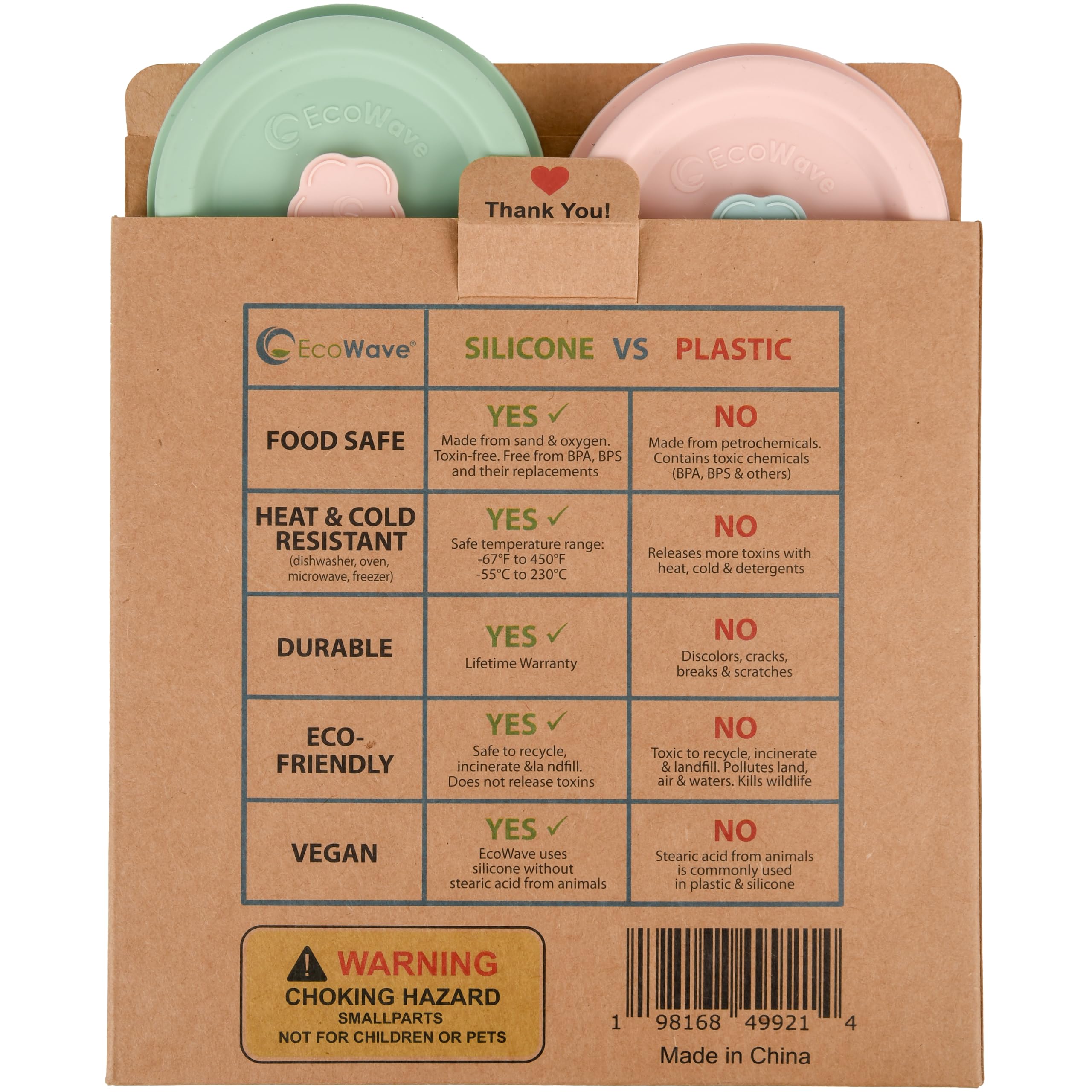 EcoWave Silicone Mason Jar Lids With Straw Hole & Stopper Plug - One Lid Fit Both: Regular Mouth (Push-On) & Wide Mouth (Push-Down) - Mason Jar Drinking & Storage Top, Vegan, Plastic-free, BPA-free