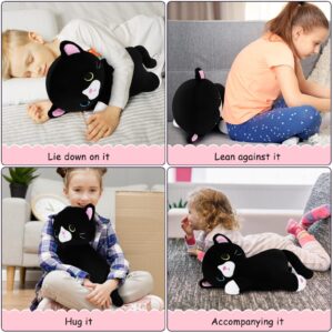 Achwishap Cat Plush,Soft Cat Stuffed Animals Plush Toys,Kawaii Plush Cat Pillow,Black Cat Body Pillow Kitten Stuffed Animal,Cute Plushies Gifts for Kids Adults Birthday(Black Cat,14”)