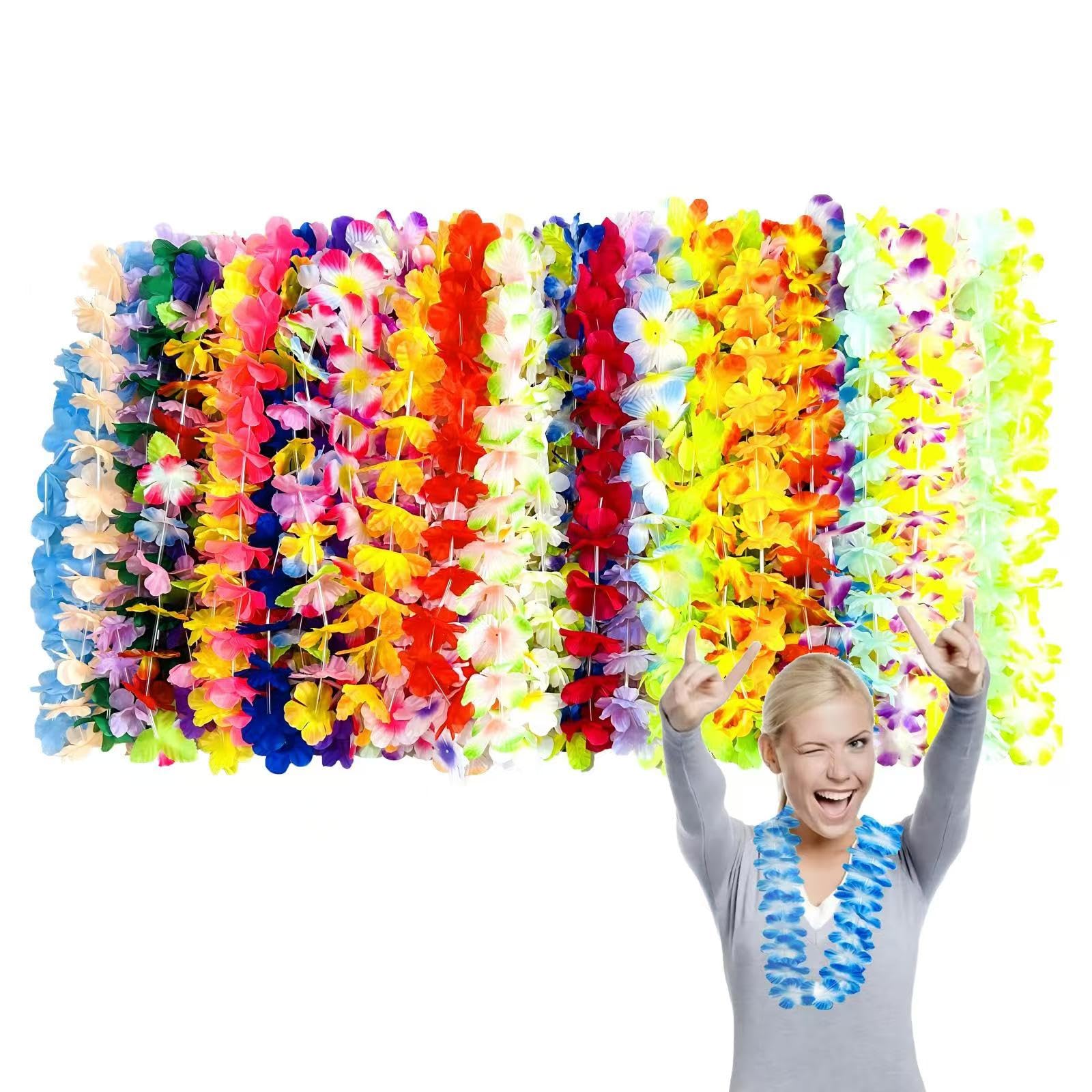 swufelKu Hawaiian Luau Leis 50PCS for Adults and Kids Party Favour Supplies Decoration