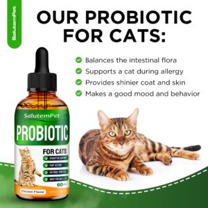 Cat Probiotic | Liquid Cat Probiotics for Indoor Cats | Cat Digestive Support | Probiotics for Cats Supplements | Natural Prebiotic for Cats | Liquid Probiotic for Cats | 2 Oz