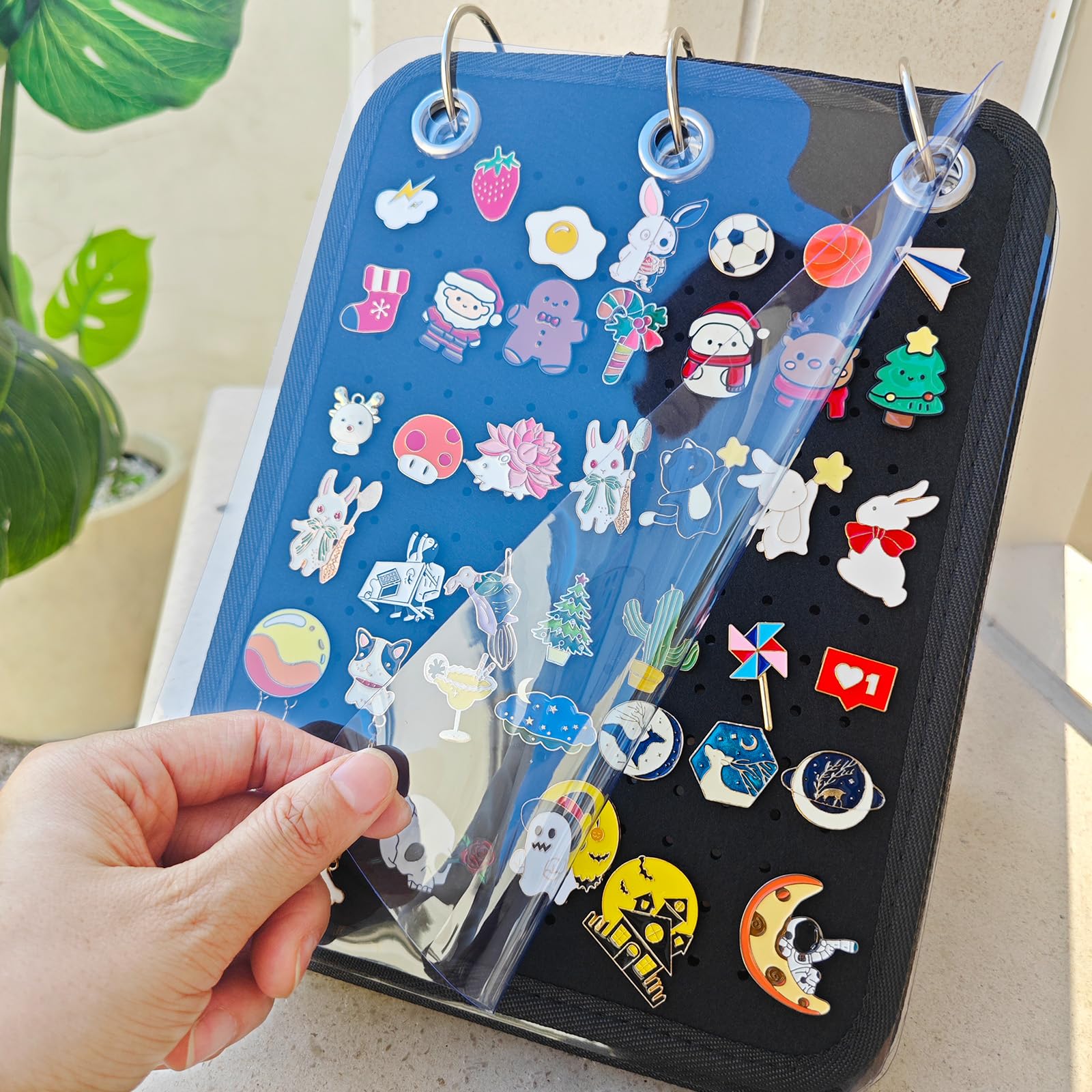 Mi Ya Mi Lai Enamel Pin Display Pages for 280+ Pins, Pin Collection Storage Calendar, Pin Display Stand with 6 Pages (Only Pin Holder,Without Any Accessories) (Black - 6 Page)