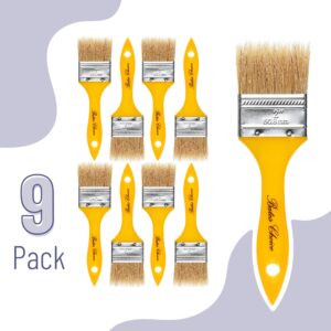 Bates- Chip Paint Brushes, 2 Inch, 9 Pack, Plastic Handle Chip Brush, Brushes for Painting, Stain Brushes for Wood, Natural Bristle Paint Brush, 2 Inch Paint Brush, Chip Paint Brushes for Paint