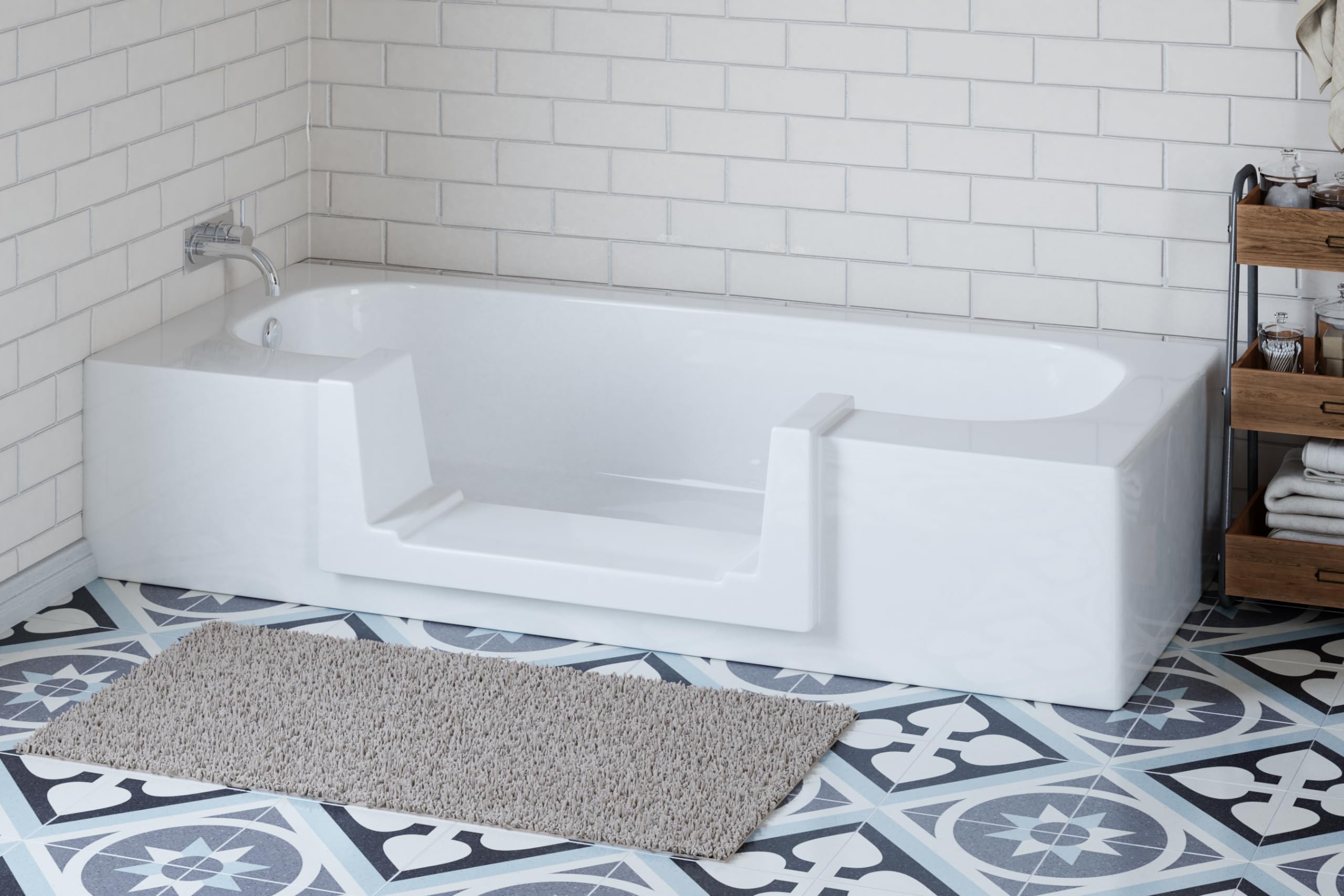 Quick Tub Walk-Thru Insert Accessibility Kit - Bath to Shower Conversion (Narrow), White