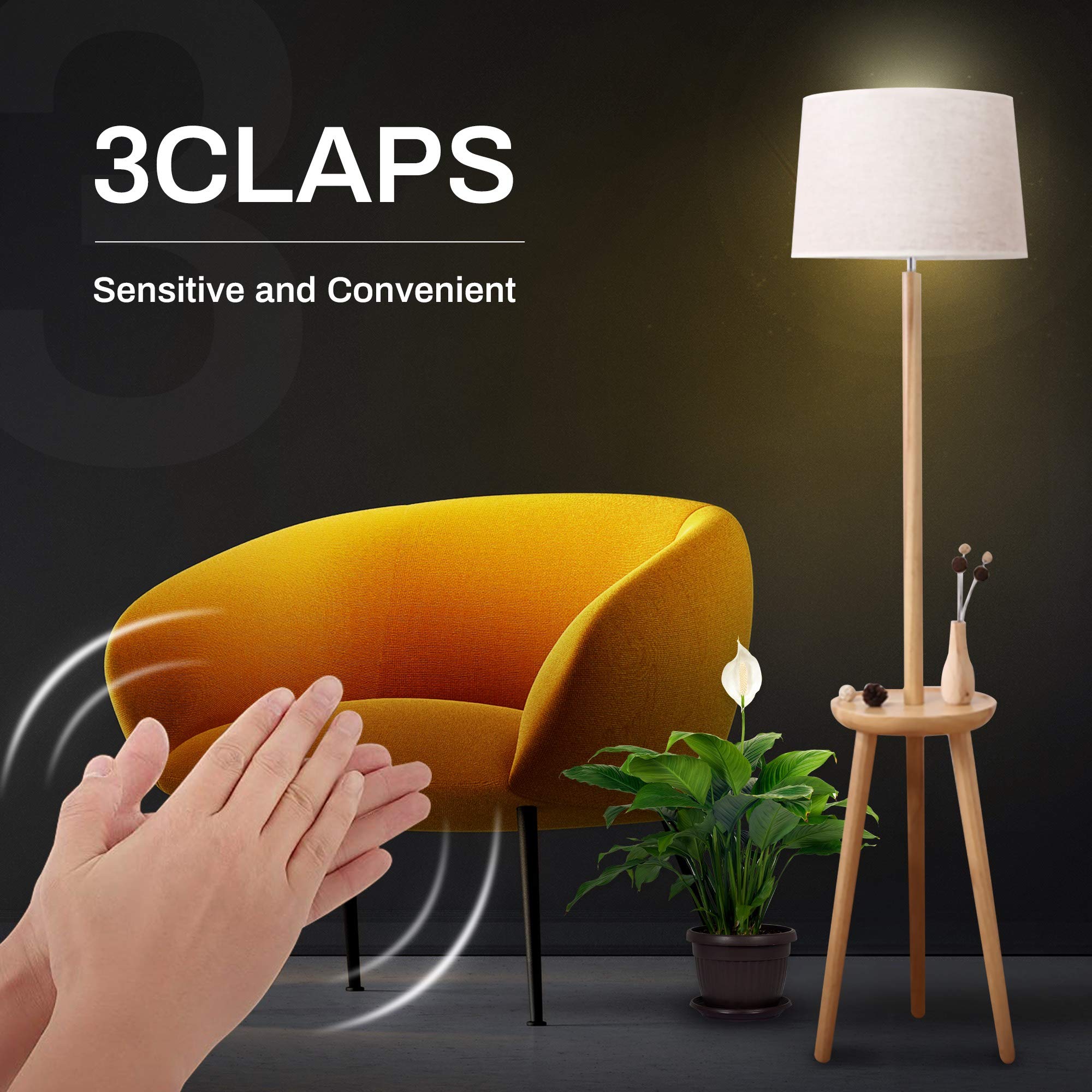 3 Claps Light Control Bulb for Bedroom Table Lamp Upgrade, Sound Activated ON/Off Solution, Clap Detection, Smart Home, As Seen On TV, Soft White, 8-Watt