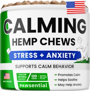 advanced hemp calming chews for dogs - dog calming chews - 120 anxiety relief treats - hemp oil - dog calming treats - sleep calming aid - calming hemp treats for joint health