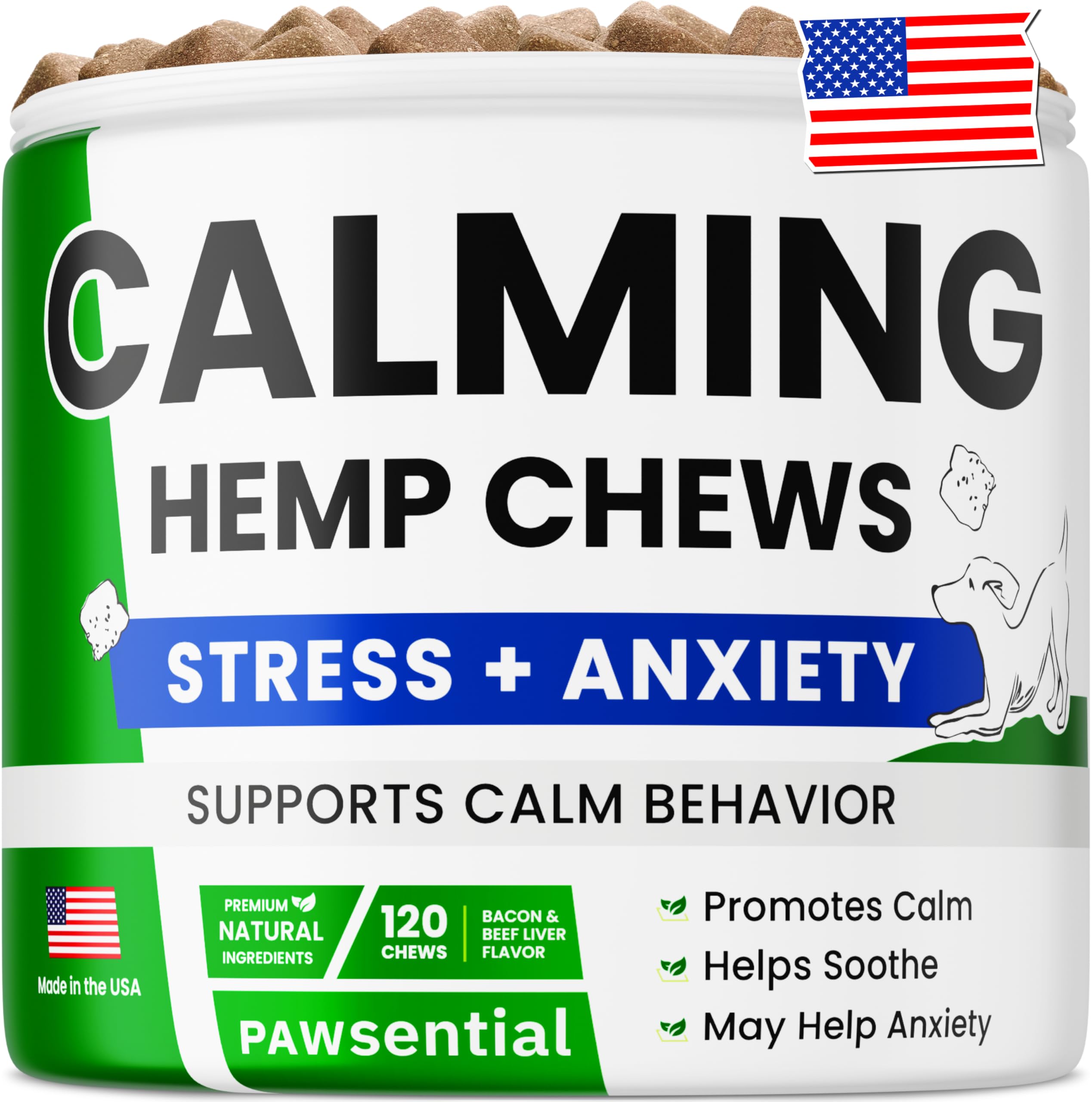 Advanced Hemp Calming Chews for Dogs - Dog Calming Chews - 120 Anxiety Relief Treats - Hemp Oil - Dog Calming Treats - Sleep Calming Aid - Calming Hemp Treats for Joint Health