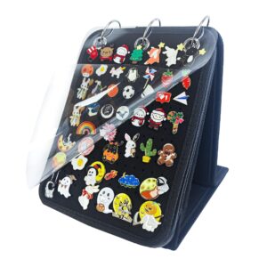 mi ya mi lai enamel pin display pages for 280+ pins, pin collection storage calendar, pin display stand with 6 pages (only pin holder,without any accessories) (black - 6 page)