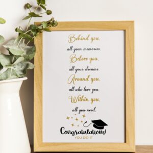 Graduation Card for Him Her, Cute Graduation Card Gift for High School College Grad, Behind You Before You Around You Within You Card - 5x7 inch Folded Card include Envelope, Sticker - Blank Inside