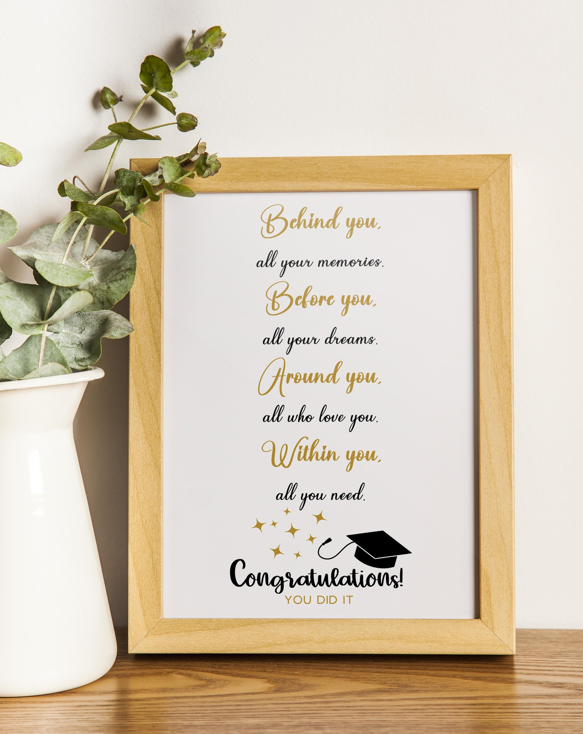 Graduation Card for Him Her, Cute Graduation Card Gift for High School College Grad, Behind You Before You Around You Within You Card - 5x7 inch Folded Card include Envelope, Sticker - Blank Inside