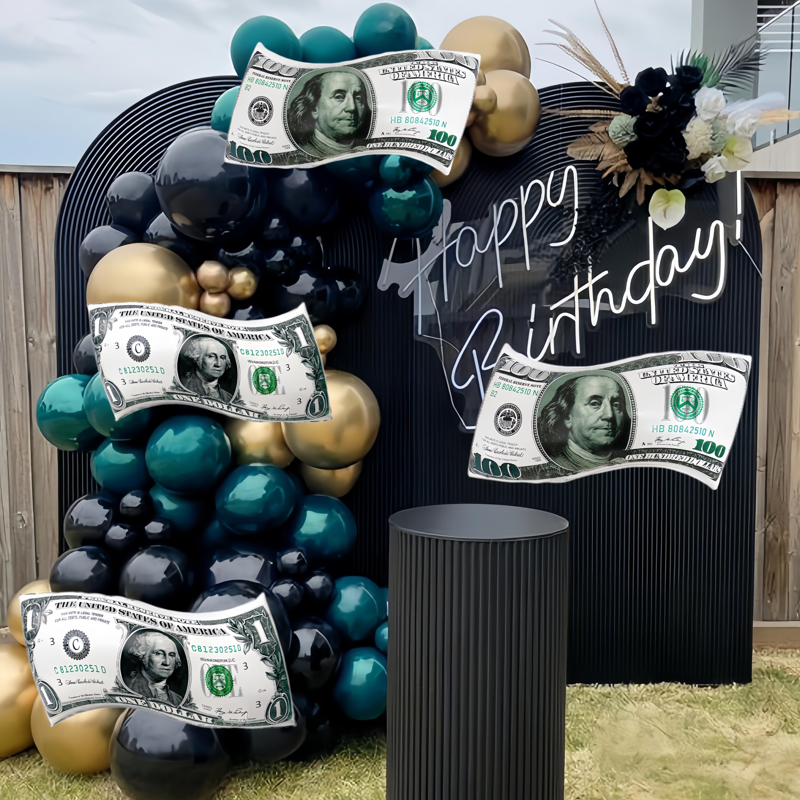 4PCS Money Dollar Currency Money Bill Balloons/Dollar Bill Party Balloons/Money Theme Birthday/Big Size Fake Money Reusable Balloons/Casino Party/Baby Shower Boss/Las Vegas Party/Graduation