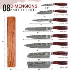 Housewish 8 PC Chef Knives - High Carbon Stainless Steel Knives With Pakkawood Handles | Best Kitchen Knives & Include A Magnetic Strip Holder | Japanese Knives - Home & Professional Chef's Knives Set