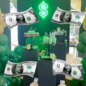 4PCS Money Dollar Currency Money Bill Balloons/Dollar Bill Party Balloons/Money Theme Birthday/Big Size Fake Money Reusable Balloons/Casino Party/Baby Shower Boss/Las Vegas Party/Graduation