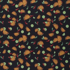 mook fabrics cotton 2024 tacos, black cut by the yard