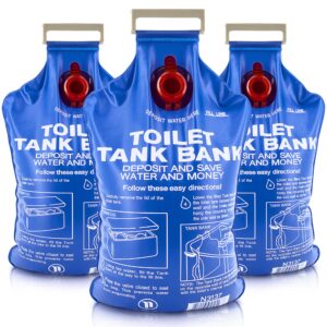 toilet tank bank insert 3-pack, water-saving device, saves 95+ ounces per flush, brick and bottle alternative, for less efficient older toilets to save water