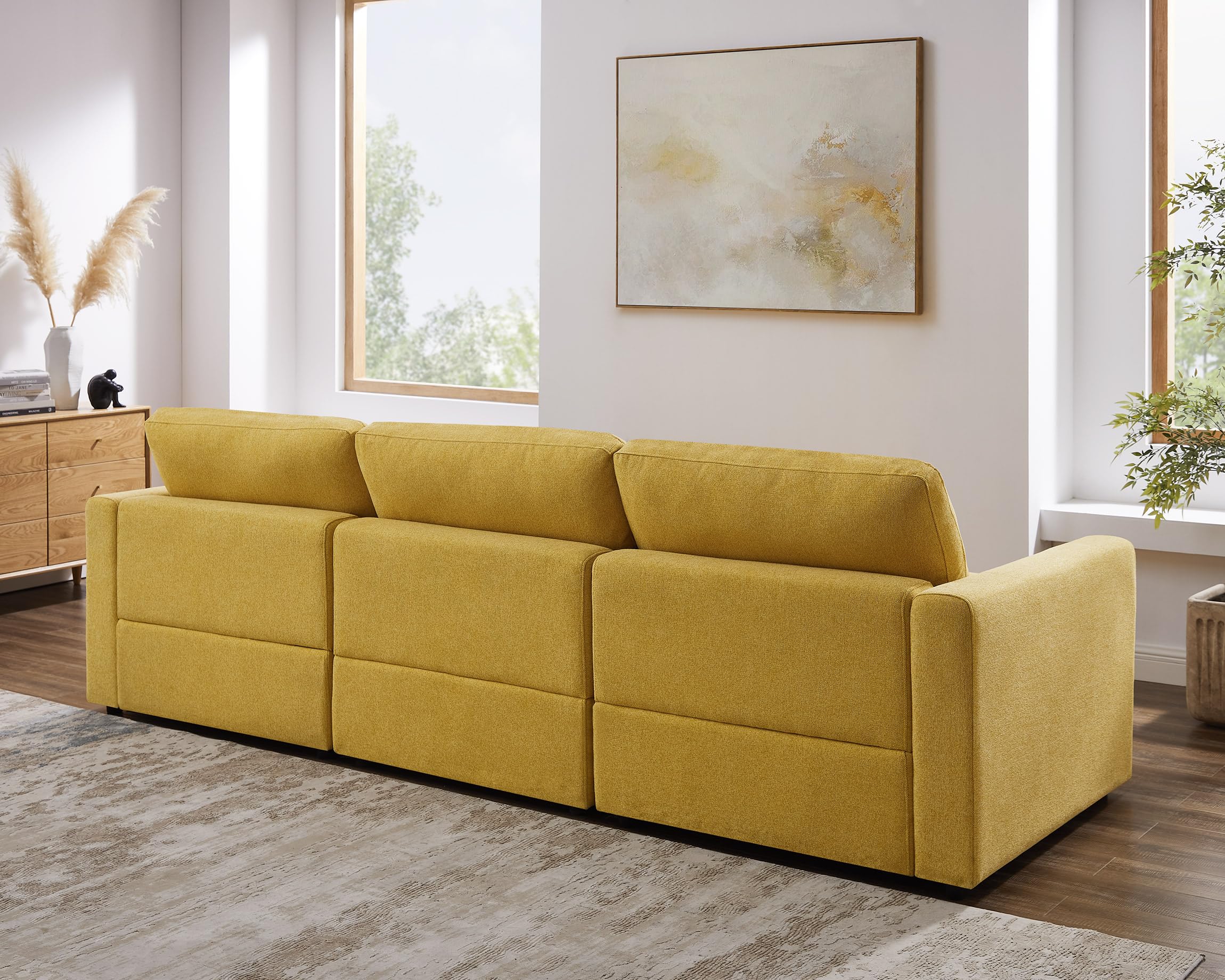 VANOMi 149" Oversized Modular Sectional Sofa, Extra Large U Shaped Couch with Reversible Chaise, 6 Seater Living Room Sofa Couch, Warm Yellow