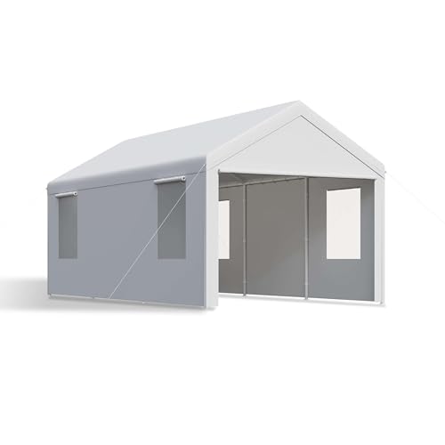 CAPEWORTH Carport,10x20 Heavy Duty Carports, Canopy, Garage, Metal Shed, with 4 Roll-up Ventilated Windows, Outdoor, Storage, Car, Boat,10x20 White