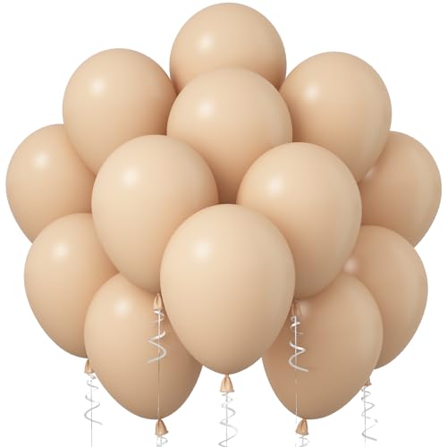 Jobkoo Nude Balloons, 12 Inch 30 Pcs Beige Balloon Retro Apricot Neutral Latex Balloons Matte Tan Cream Blush Peach Helium Party Balloons for Boho Birthday Wedding Baby Bridal Shower Party Decorations