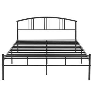 VECELO Queen Bed Frame with Headboard and Footboard, 14 Inch Metal Platform Mattress Foundation, Sturdy Premium Steel Slat/No Box Spring Needed