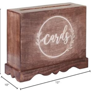 Eximious India Wedding Card Box with Card Slit and Lock 12"X10"X4.5"- Gift Wishing Well Card Box for Weddings, Receptions, Birthdays, Graduations, Baby Showers, Honeymoon Funds KHNDCNC (Walnut)