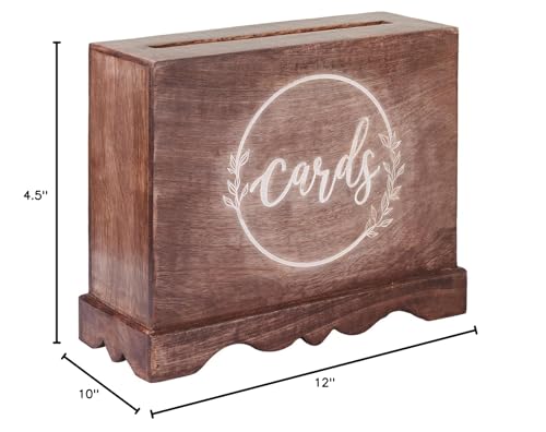 Eximious India Wedding Card Box with Card Slit and Lock 12"X10"X4.5"- Gift Wishing Well Card Box for Weddings, Receptions, Birthdays, Graduations, Baby Showers, Honeymoon Funds KHNDCNC (Walnut)