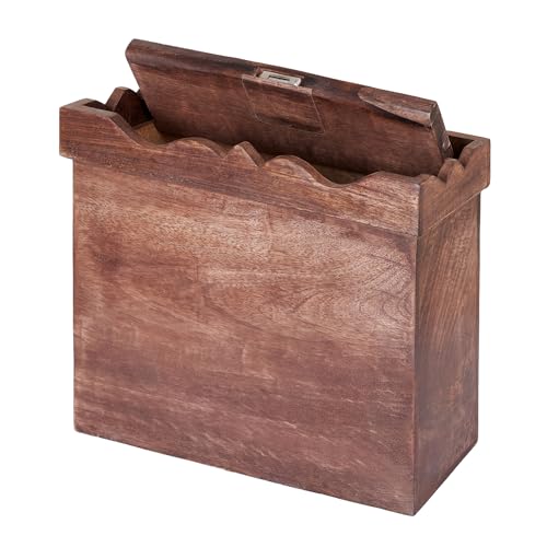 Eximious India Wedding Card Box with Card Slit and Lock 12"X10"X4.5"- Gift Wishing Well Card Box for Weddings, Receptions, Birthdays, Graduations, Baby Showers, Honeymoon Funds KHNDCNC (Walnut)