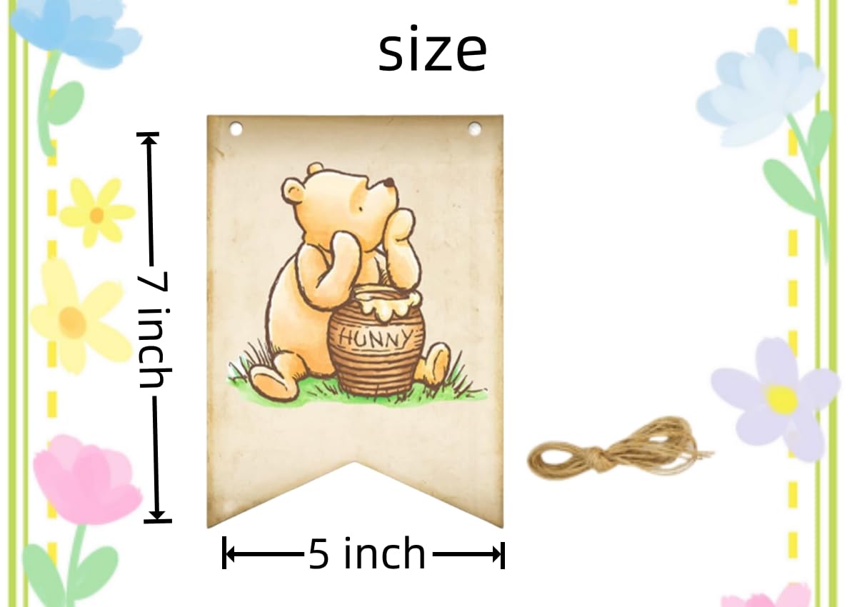 Classic Winnie Oh Baby Banner for Baby Shower Decorations Pooh First Birthday Supplies Bear Banners