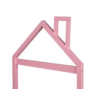 Twin Bed Frame/Kids Bed Frames with Headboard, Girls Bed Twin Size with House Shaped Headboard, Twin Size Bed for Kids, Twin Bed Frame Pink