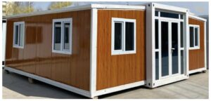 expandable prefabricated container house with lockable windows and doors for camping, storage, outdoor living (20 feet), prefab house for living, container house with 2 bedrooms