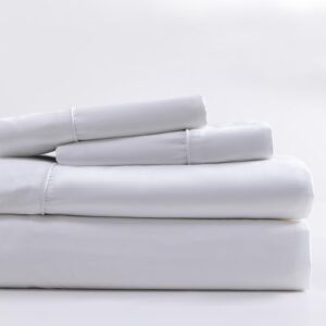 CBHME Duvet Cover Set Queen, Rayon Derived from Bamboo, 3PCS Cooling Bedding, Silky-Soft Duvet Cover Withe Corner Ties & Button Closure and 2 Envelope Pillowcases - White