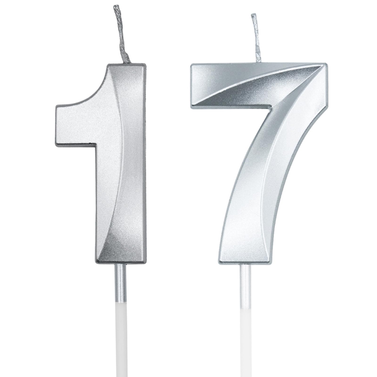 Silver 17th & 71st Birthday Candles for Cakes, Number 17 71 Candle Cake Cupcake Topper for Birthday Anniversary Party Decoration