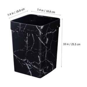 JOINPAYA Marble Trash Can Bathroom Trash Can Garbage Can Farmhouse Trash Square Waste Bin Trash Basket Black Bins Counter Trash Can Trash Bin Plastic Container Office Outdoor