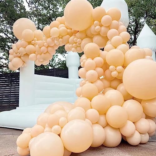 Jobkoo Nude Balloons, 12 Inch 30 Pcs Beige Balloon Retro Apricot Neutral Latex Balloons Matte Tan Cream Blush Peach Helium Party Balloons for Boho Birthday Wedding Baby Bridal Shower Party Decorations