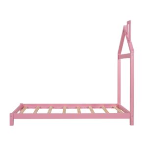 Twin Bed Frame/Kids Bed Frames with Headboard, Girls Bed Twin Size with House Shaped Headboard, Twin Size Bed for Kids, Twin Bed Frame Pink