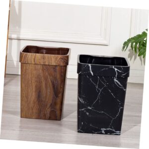 JOINPAYA Marble Trash Can Bathroom Trash Can Garbage Can Farmhouse Trash Square Waste Bin Trash Basket Black Bins Counter Trash Can Trash Bin Plastic Container Office Outdoor