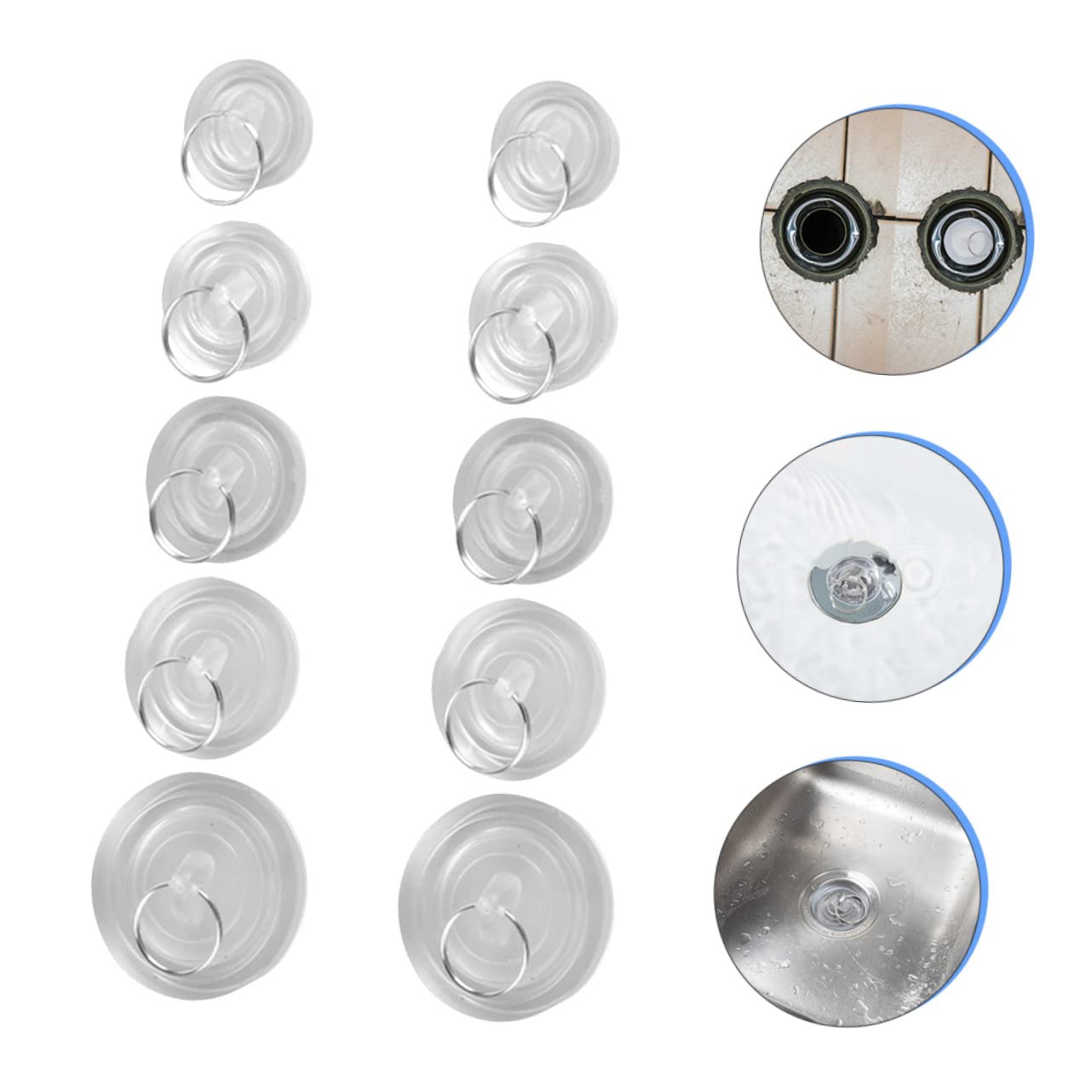 10 Pcs Washbasin Stopper Washbasin Plug Rubber Sink Plug Bathtub Stoppers Sink Stopper with Ring Drain Stopper Basin Plug with Ring Kitchen Sink Stopper Rubber Tub Plug Bath Plugs