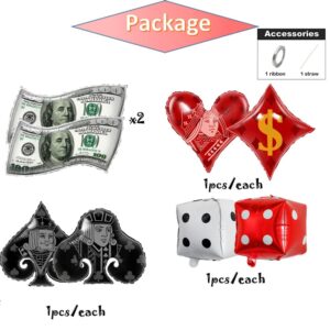 Casino theme party decoration balloons, dollar bill balloon for Las Vegas party/Poker night party supplies,poker/Dice Shaped Balloons for casino night theme birthday decoration