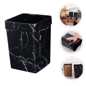 JOINPAYA Marble Trash Can Bathroom Trash Can Garbage Can Farmhouse Trash Square Waste Bin Trash Basket Black Bins Counter Trash Can Trash Bin Plastic Container Office Outdoor